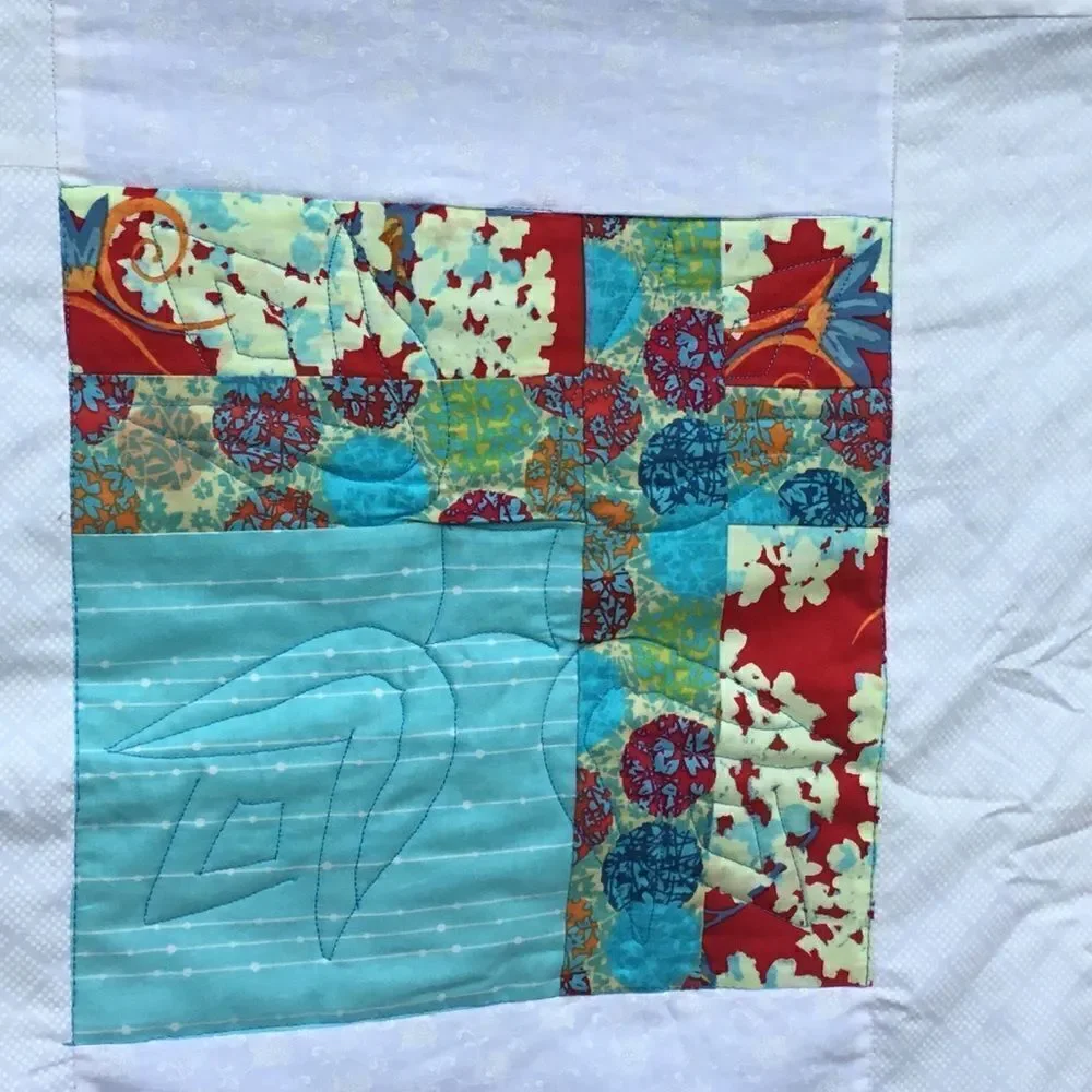 NWT Handcrafted Turquoise, Red, Yellow Quilt